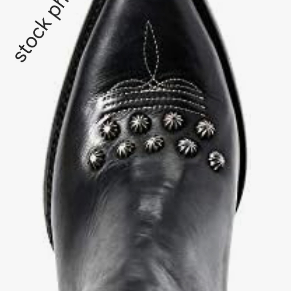 ARIAT Diva Black & White Leather Sexy Ladies Western Studs Ankle Boots Booties 8 - Picture 4 of 16